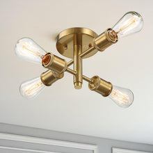 Load image into Gallery viewer, Ephemeral - 4 Lights Semi Flush Mount Ceiling Pendant - Antique Brass / Clear / Gold
