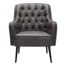 Load image into Gallery viewer, Faux Leather Tufted Arm Chair - Black
