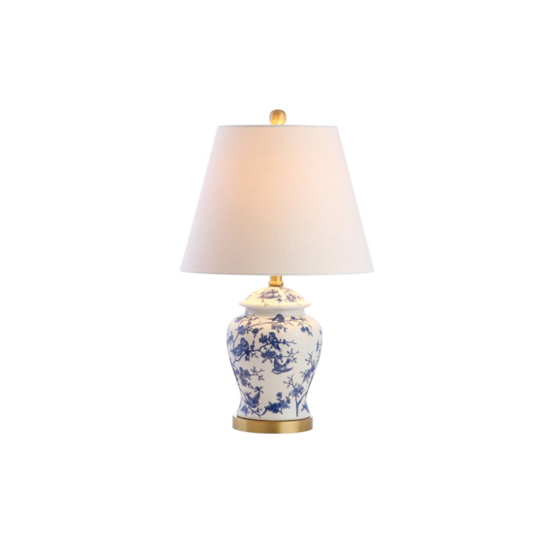 Urn Table Lamps With Empire Shades (Set of 2) - White / Blue / Gold