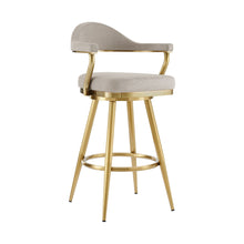 Load image into Gallery viewer, 30" Contemporary Fabric And Stainless Steel Bar Height Swivel Bar Chair - Gray
