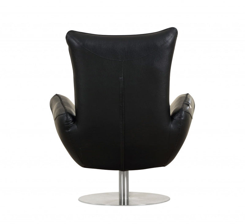 Contemporary Leather Lounge Chair - Black