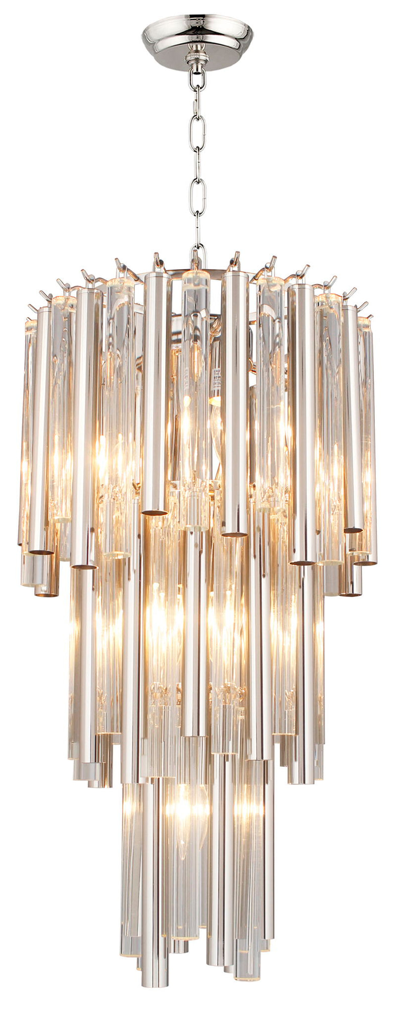 Unique Statement Seven Light Metal Crystal Glass Chandelier With Shades - Silver