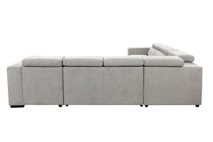 123" Modern U Shaped 7-seat Sectional Sofa Couch with Adjustable Headrest, Sofa Bed with Storage Chaise-Pull Out Couch Bed for Living Room ,Light Gray