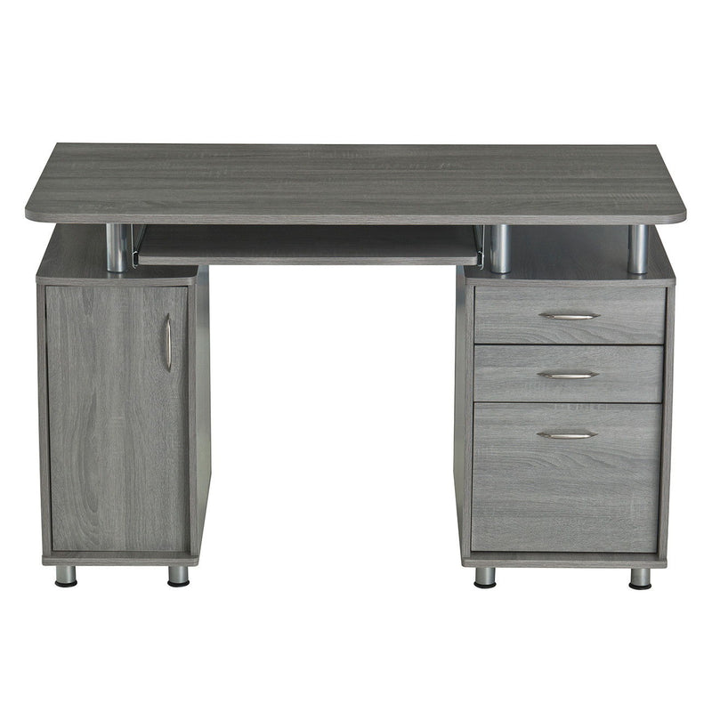 Pedestal Computer Desk With Three Drawers (723749) - Gray