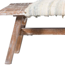 Load image into Gallery viewer, 50" White and Brown Cotton Upholstered Striped Bench
