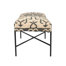 Load image into Gallery viewer, 48" Cream and Black Cotton Blend Upholstered Southwest Bench
