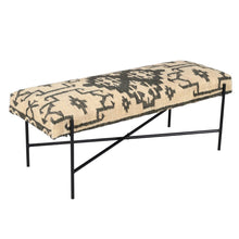 Load image into Gallery viewer, 48" Cream and Black Cotton Blend Upholstered Southwest Bench

