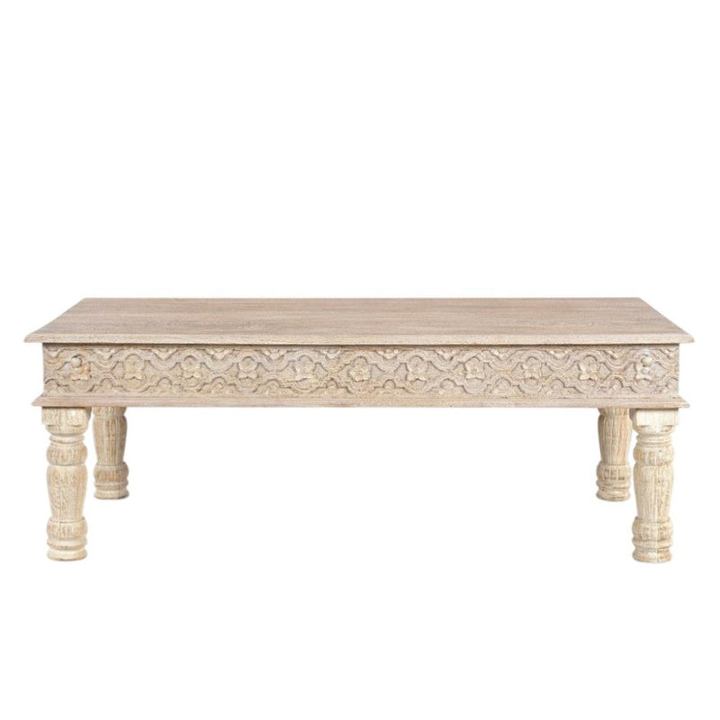 Solid Wood Distressed Coffee Table - Beige