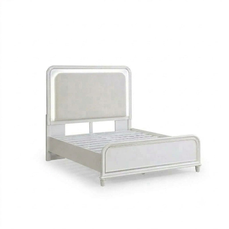 Bed With LED Lights Panel Headboard And Footboard Frame