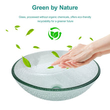 Load image into Gallery viewer, Crackle Vessel Sink, Round Bowl With Pop Up Drain - Clear
