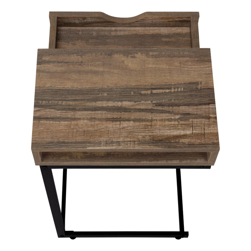 Faux Wood And Iron End Table With Drawer - Brown And Black