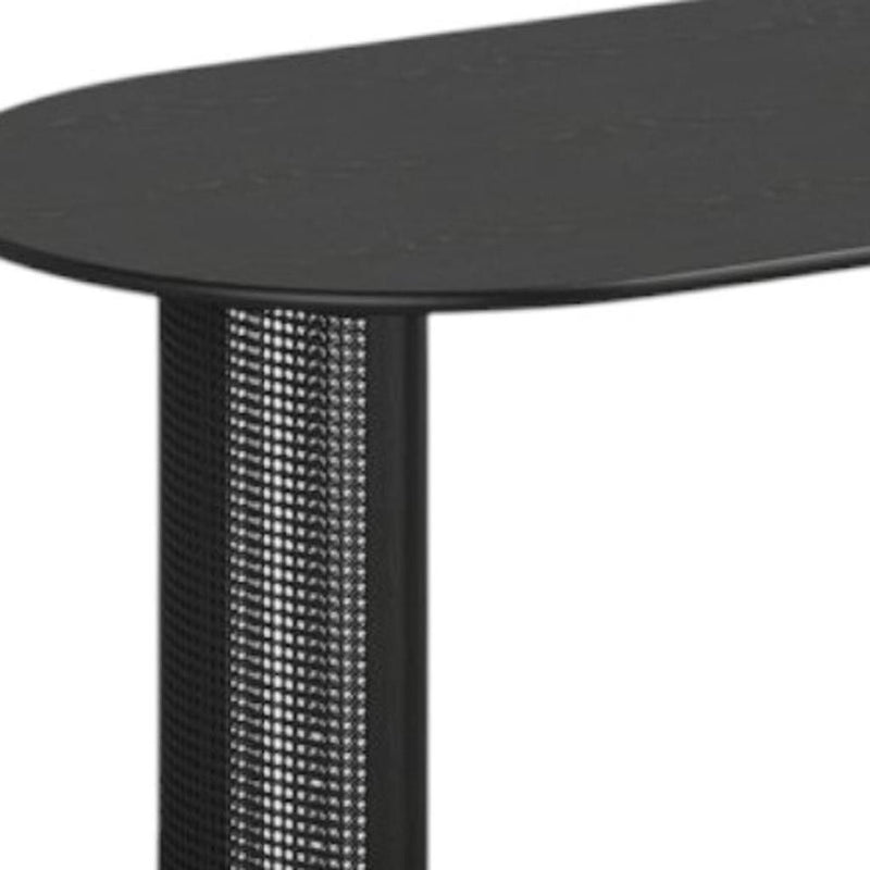 79" Solid Wood Mirrored Double Pedestal Base Dining Table - Black