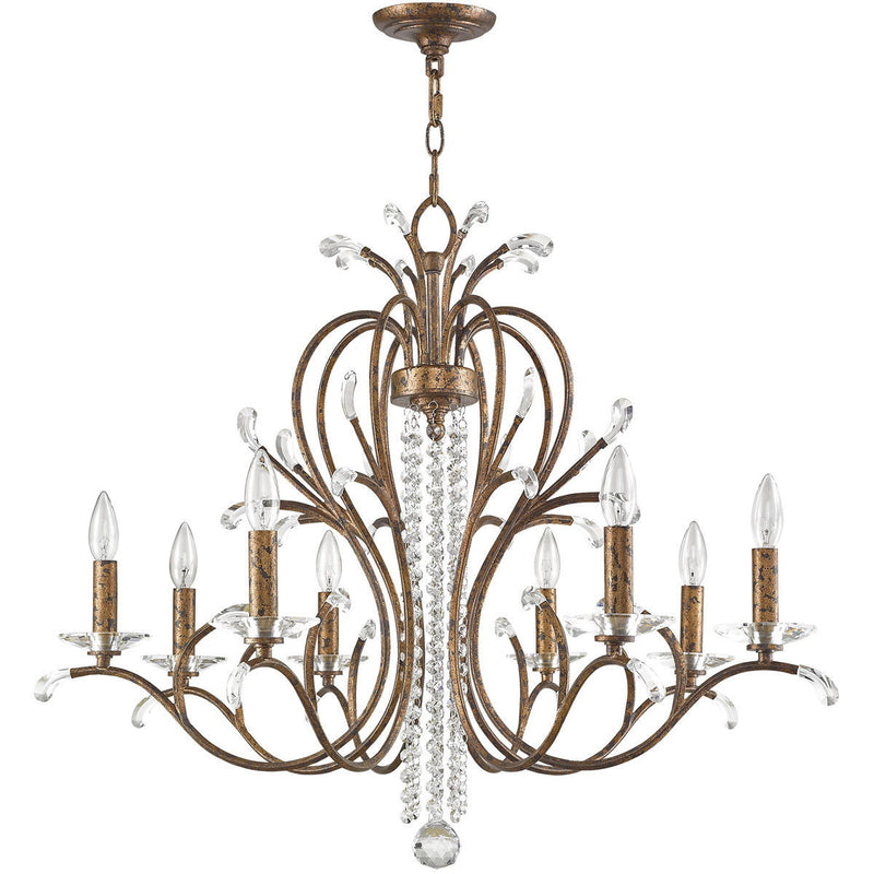 28'' Eight Light Dimmable Chandelier With Shades - Bronze