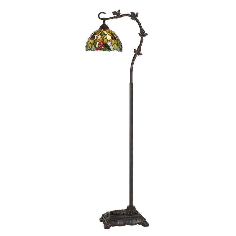 Traditional Shaped Floor Lamp With Green Yellow Dome Shade - Bronze