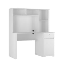 Load image into Gallery viewer, Computer Desk With Hutch &amp; Bookshelf, Wood Executive Desk Teens Student Desk Writing Laptop Home Office Desk With Drawers, 3 Ac Outlets And 2 USB Charging Ports, Study Laptop Table For Home - White
