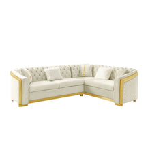 Load image into Gallery viewer, L Shaped Chesterfield Sectional Sofa With Stainless Steel Accents
