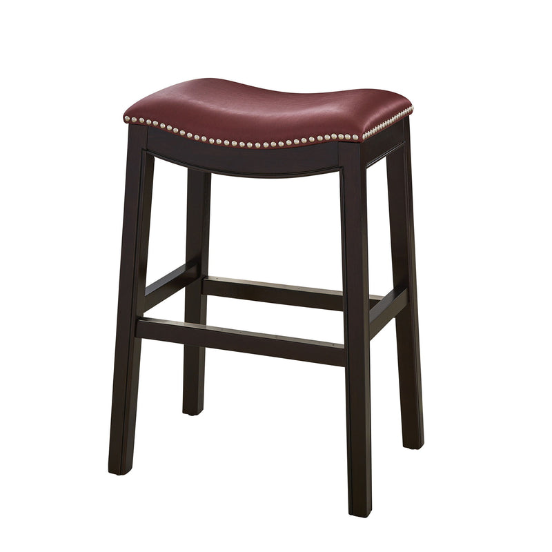 Solid Wood Backless Counter Height Bar Chair - Dark Red And Espresso