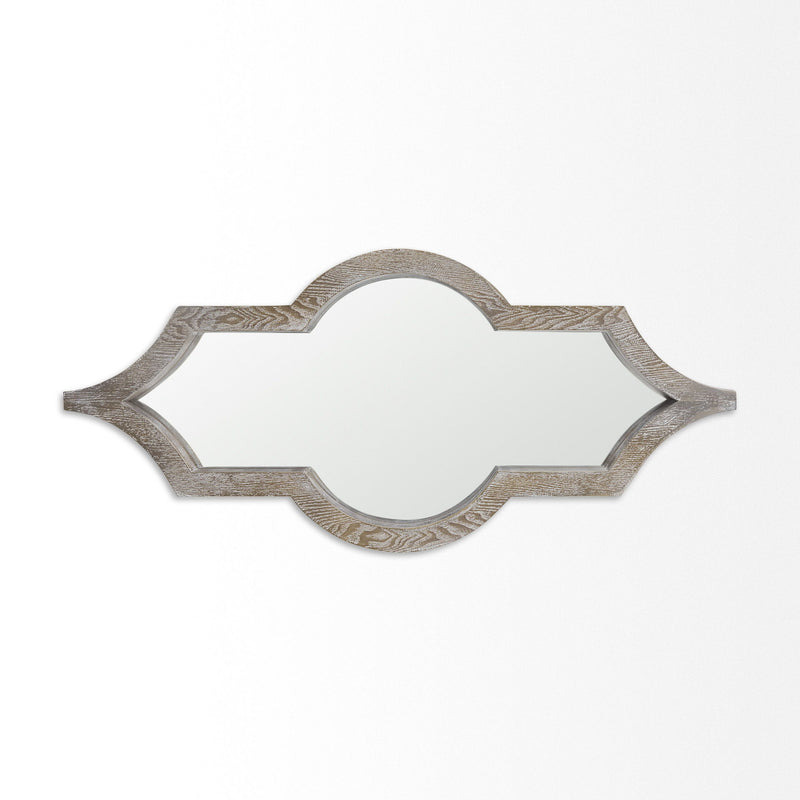 Solid Wood Abstract Framed Accent Mirror - Brown