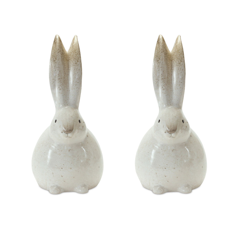 Bunny Rabbit Figurines (Set of 2) - White / Brown