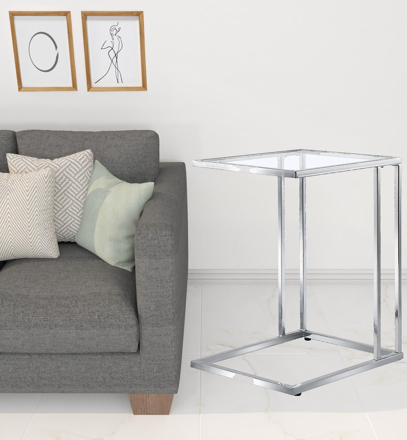 Glass Square End Table - Chrome And Clear