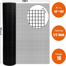 Load image into Gallery viewer, Vinyl Coated Hardware Cloth, Welded Wire Fence For Poultry &amp; Home Improvement - Black
