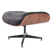 Load image into Gallery viewer, Tufted Leather Swivel Lounge Chair with Ottoman 35" - Black And Brown
