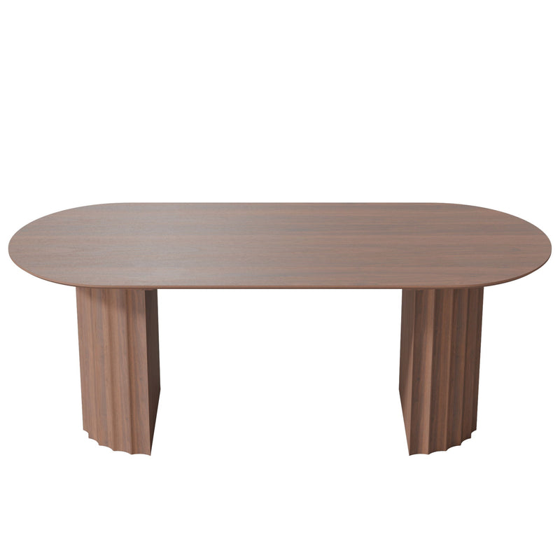 Solid Wood Double Pedestal Base Oval Dining Table - Dark Brown