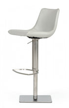 Load image into Gallery viewer, 29" Faux Leather And Stainless Steel Swivel Low Back Bar Height Bar Chair - Light Gray And Silver
