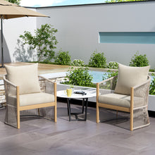 Load image into Gallery viewer, Modern Curved Aluminum Lounge Chair With Stylish Rope Weave Design And Cushioned Comfort For Outdoor
