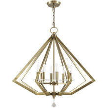 Load image into Gallery viewer, 28" Eight Light Dimmable Chandelier With Shades - Antiqued Brass
