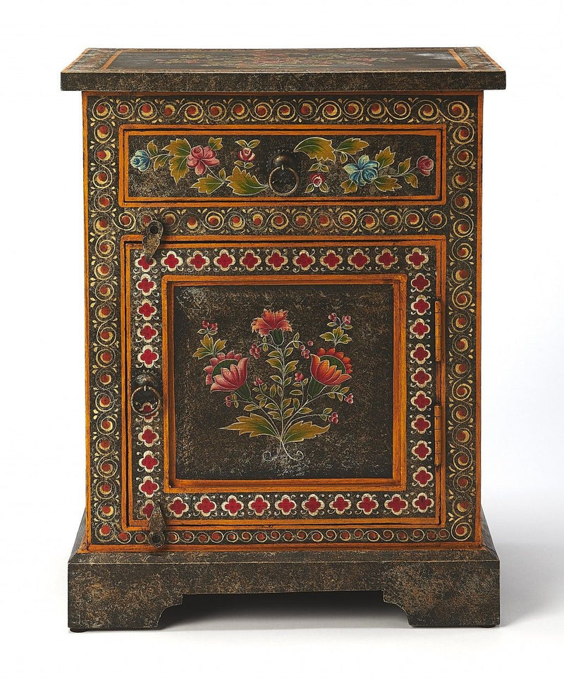 Solid Wood Frame Accent Cabinet With Two Drawers - Dark Brown