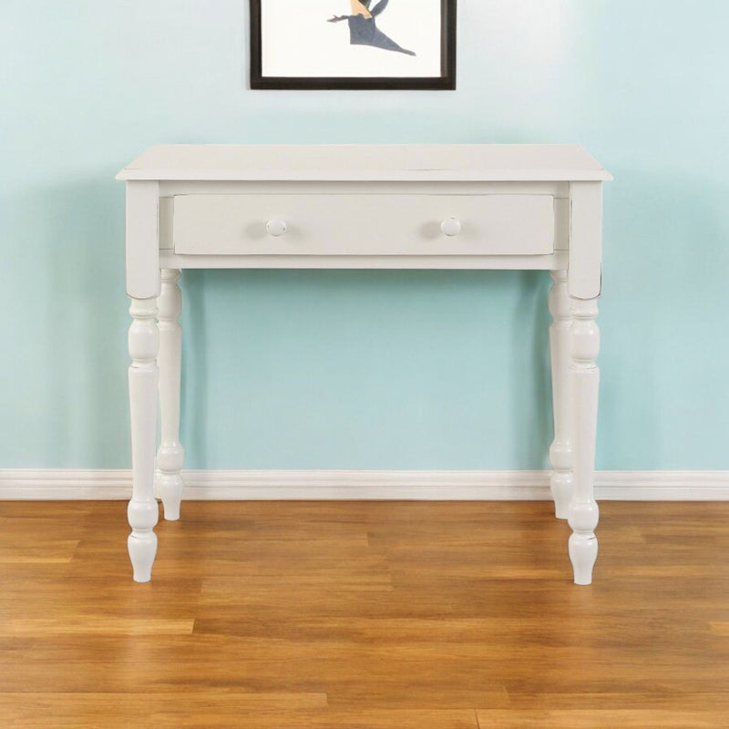 34" Solid Wood Writing Desk - Off White
