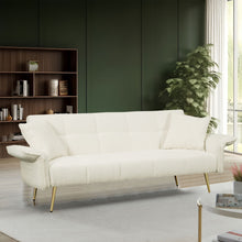Load image into Gallery viewer, Convertible Double Futon Sofa Bed With Folding Armrests For Living Rooms
