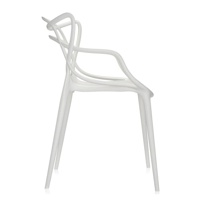 Heavy Duty Plastic Open Back Dining Arm Chair - White