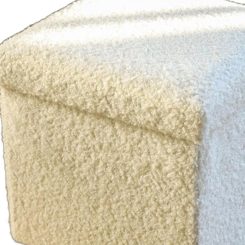 12" Boucle Cube Storage Ottoman - White