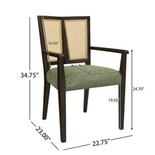 Load image into Gallery viewer, Mid Century Modern Arm Dining Chair Set With Rattan Backrest
