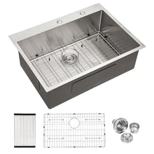 Load image into Gallery viewer, Drop In Kitchen Sink, 16 Gauge Stainless Steel, Single Bowl, Topmount Basin
