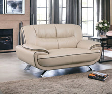 Load image into Gallery viewer, Love Seat Faux Leather - Silver / Beige
