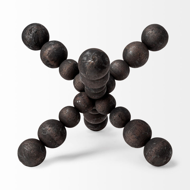 Beaded Wooden Decorative Jack Tabletop Sculpture - Black