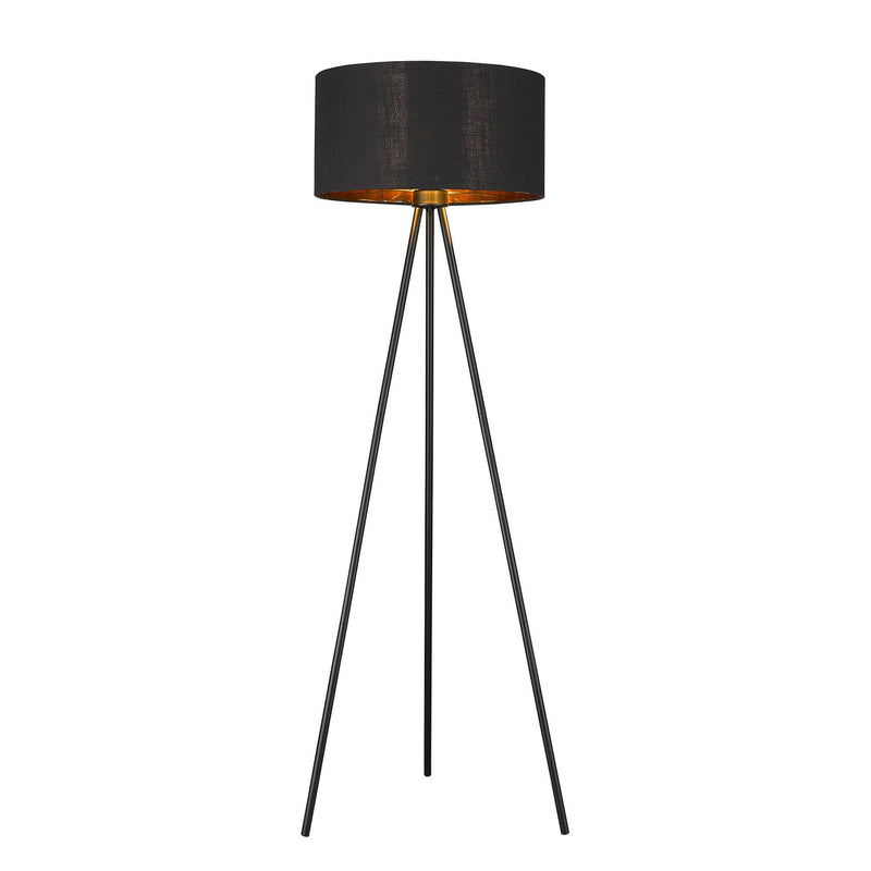 Tripod Floor Lamp With Black Drum Shade - Matte Black
