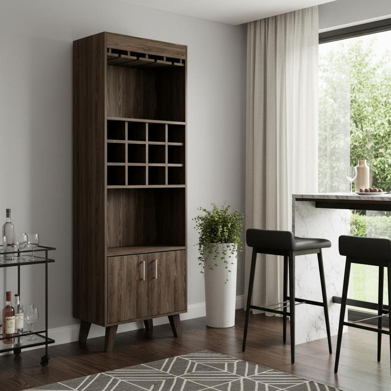 24" Wood Bar Cabinet With Two Doors - Walnut