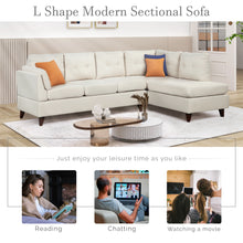 Load image into Gallery viewer, 97.2&quot; Modern Linen Fabric Sofa, L-Shape Couch with Chaise Lounge,Sectional Sofa with one Lumbar Pad,Beige
