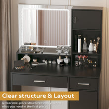 Load image into Gallery viewer, Vanity Desk With Mirror And LED Light Strip, Dressing Table With Large Drawer, 3 Level Storage Dresser &amp; 3 Lighting Modes Adjustable Brightness, Suitable For Bedroom
