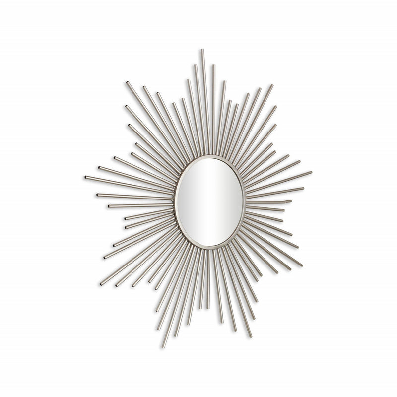 Striking Metal Sunburst Design Wall Mirror - Silver