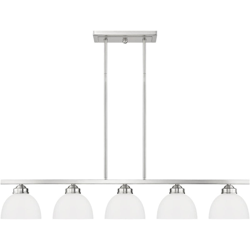 8" Five Light Dimmable Chandelier With Shades - Nickel