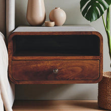 Load image into Gallery viewer, Curved Upper Slot Floating Nightstand
