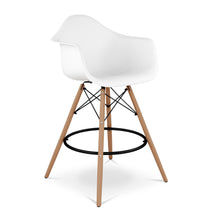 Load image into Gallery viewer, Heavy Duty Plastic And Solid Wood Low Back Counter Height Bar Chair - White And Brown
