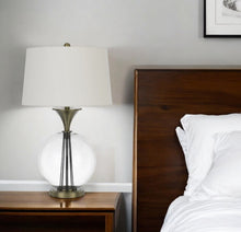 Load image into Gallery viewer, Metal Globe Table Lamp With White Empire Shade - Bronze
