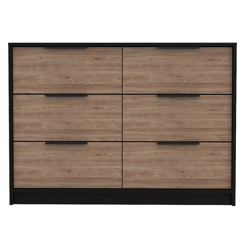 Six Drawer Double Dresser - Brown And Black