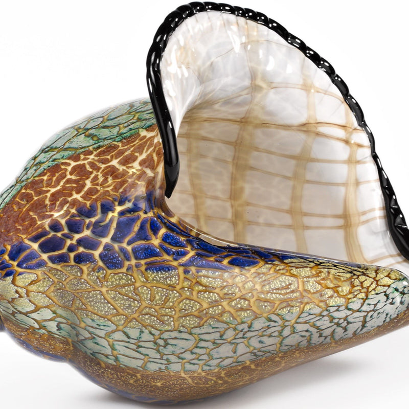 Murano Conch Tabletop Sculpture - Gold / Blue / Green